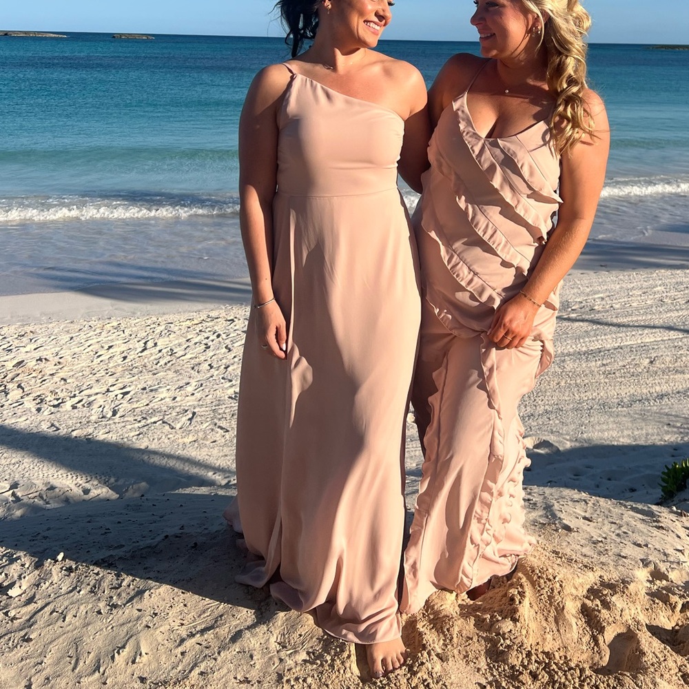 Show me your mumu Shannon one shoulder dress dusty blush crisp